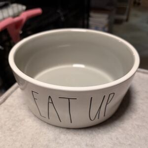 Rae Dunn White Ceramic Dog Bowl